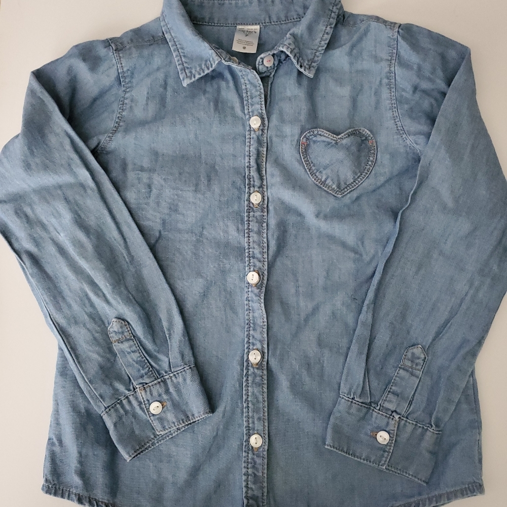 Girls Size 7 Carters Collar Denim Shirt